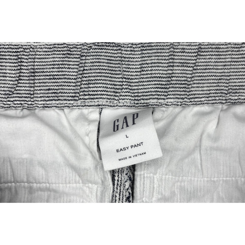 Gap Easy Pant Womens Large Blue White Striped Linen Blend Drawstring Trousers - Picture 3 of 8